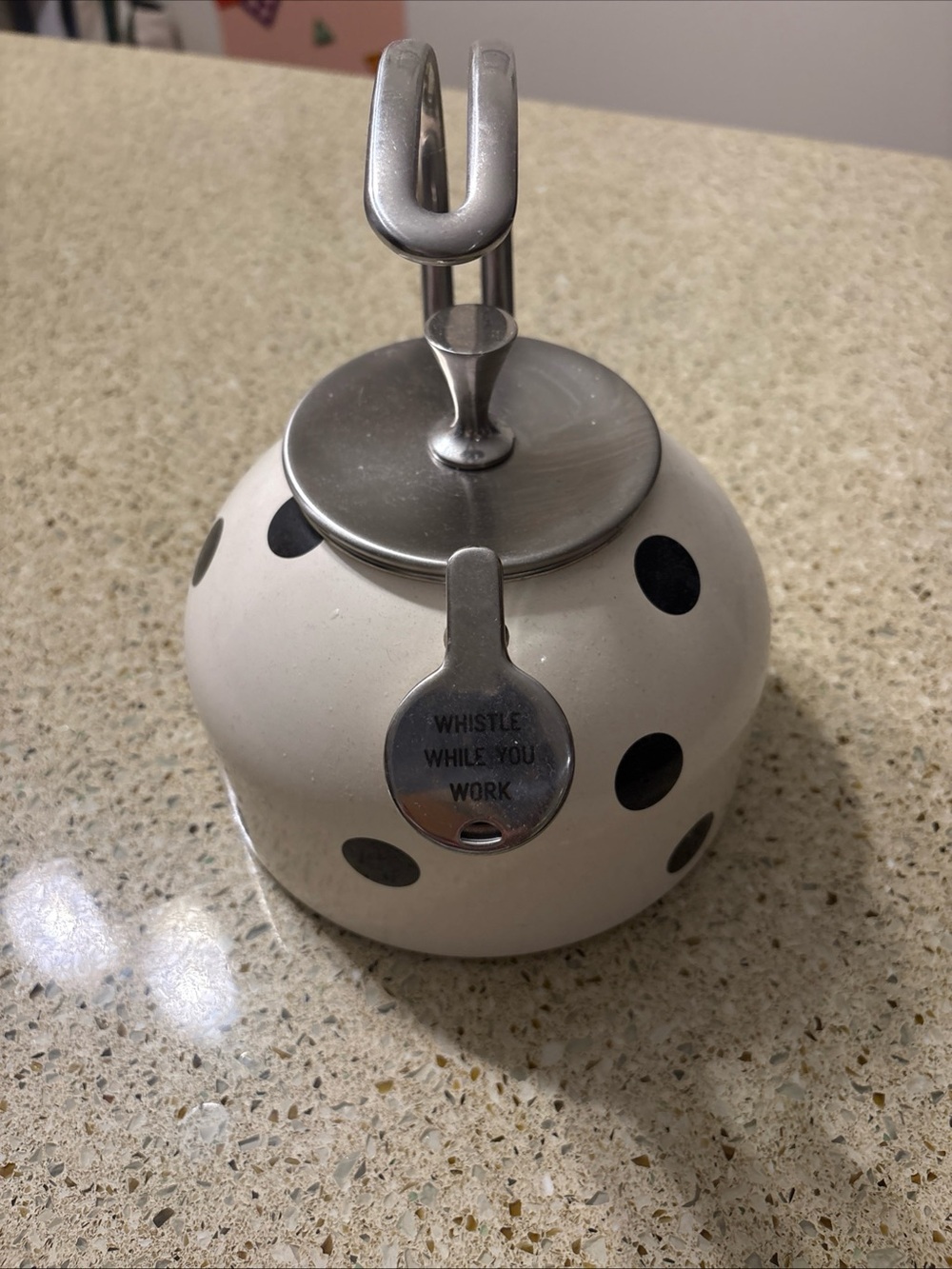 White Polka Dot Tea Kettle with Stainless Steel Handle Kate spade and Lenox - Picture 2 of 4